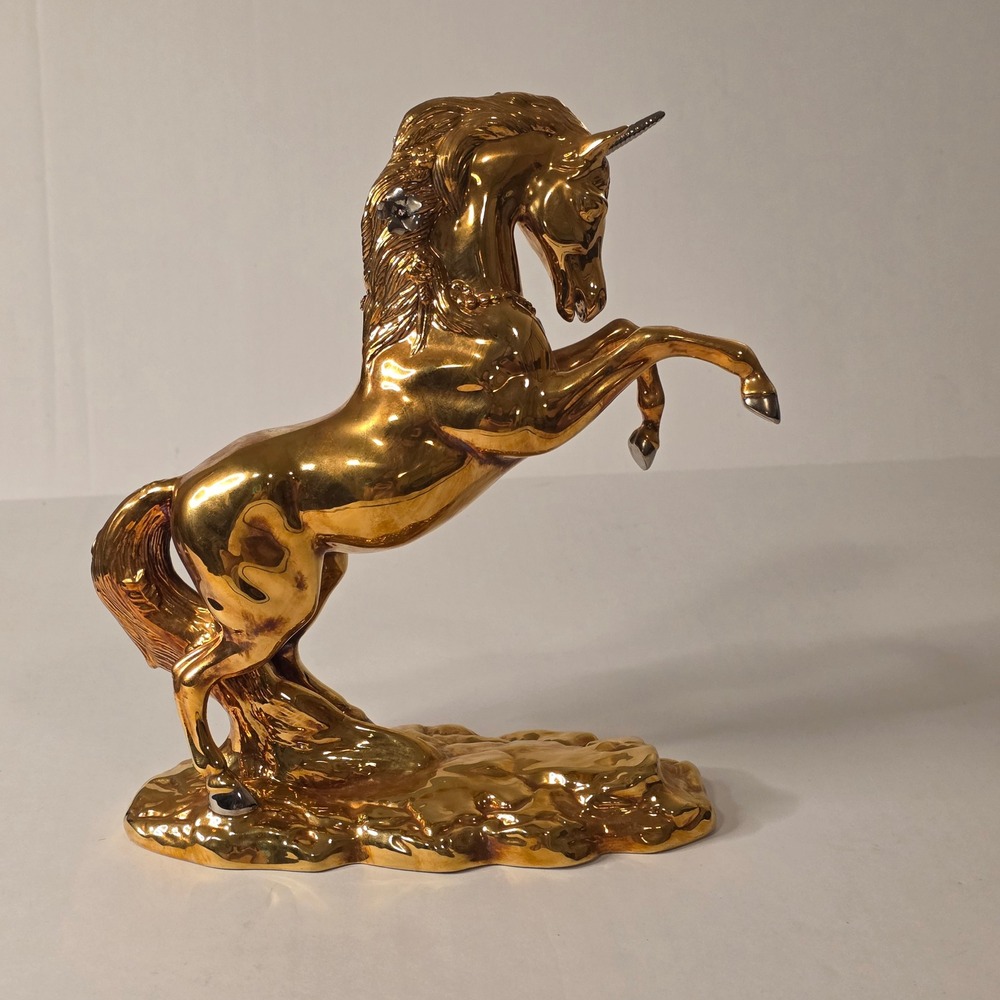 Princeton Gallery‎ 1994 Golden Grace Fine Porcelain Unicorn Figurine Gold Silver